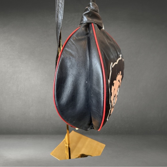 Betty Boob collectors item Black Kid Leather Shoulder /Backpack - Picture 4 of 7